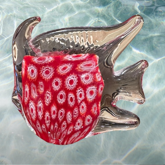 Art Glass Murano Millefiori Angel Fish Paperweight collectible - Picture 3 of 6